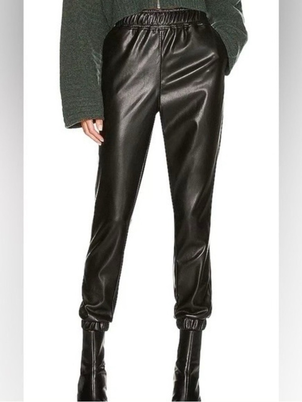 BB Dakota Steve Madden Black Faux Leather High Waisted Walk It Out Jogger Pants